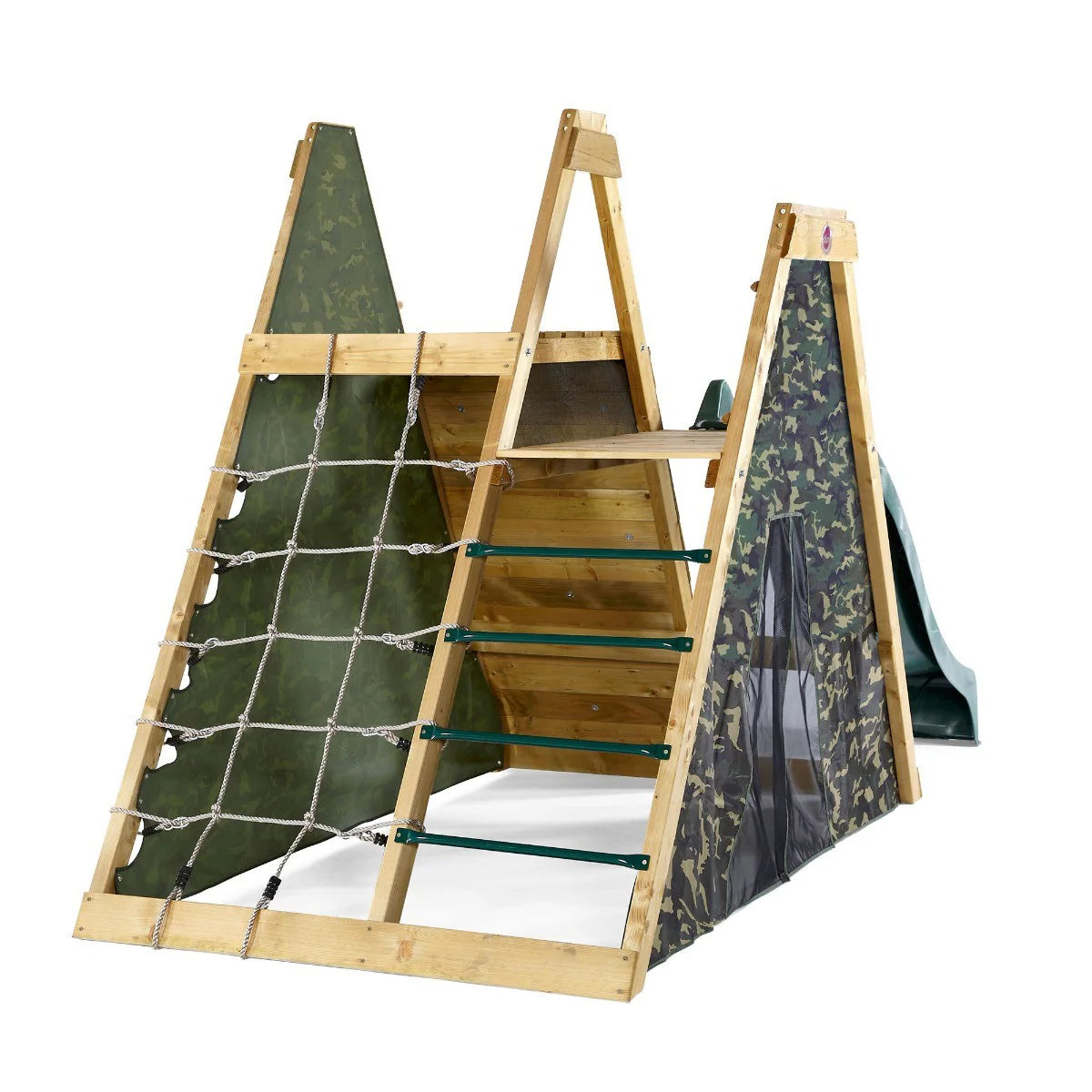 Plum® Climbing Pyramid Playset with Slide and Den with Optional Swing