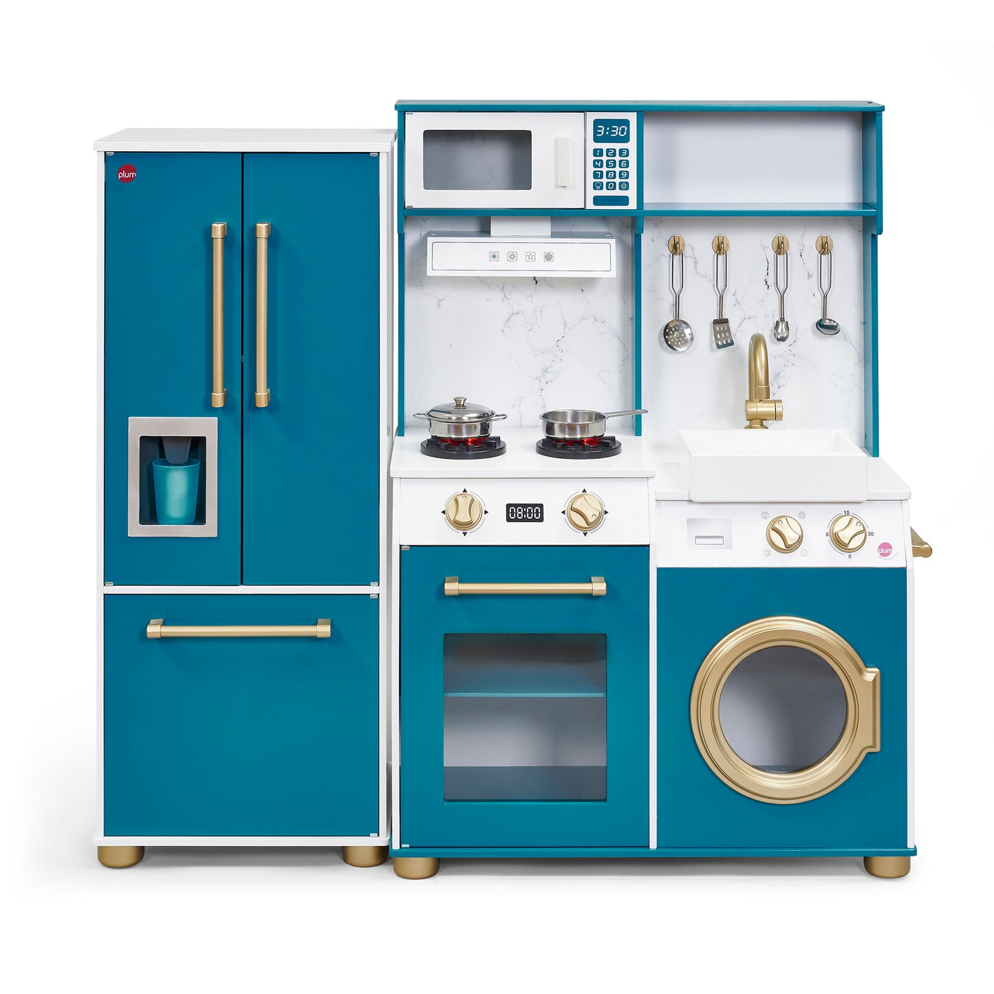 Plum® Bakehouse Traditional Wooden Kitchen with Fridge - Oxford Blue