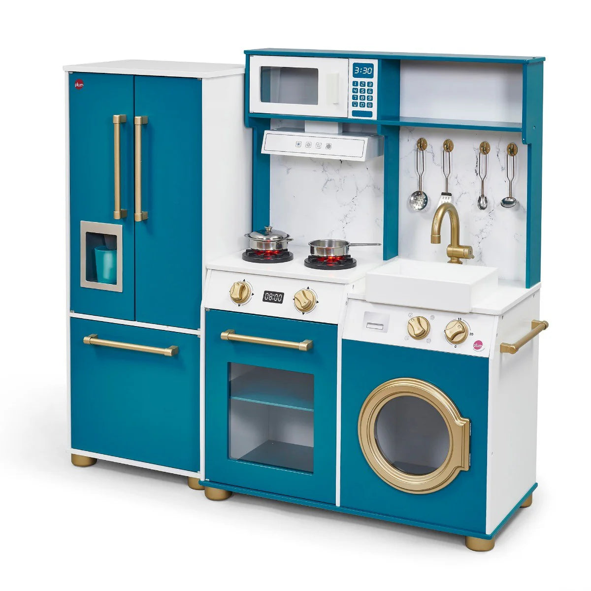 Plum® Bakehouse Traditional Wooden Kitchen with Fridge - Oxford Blue