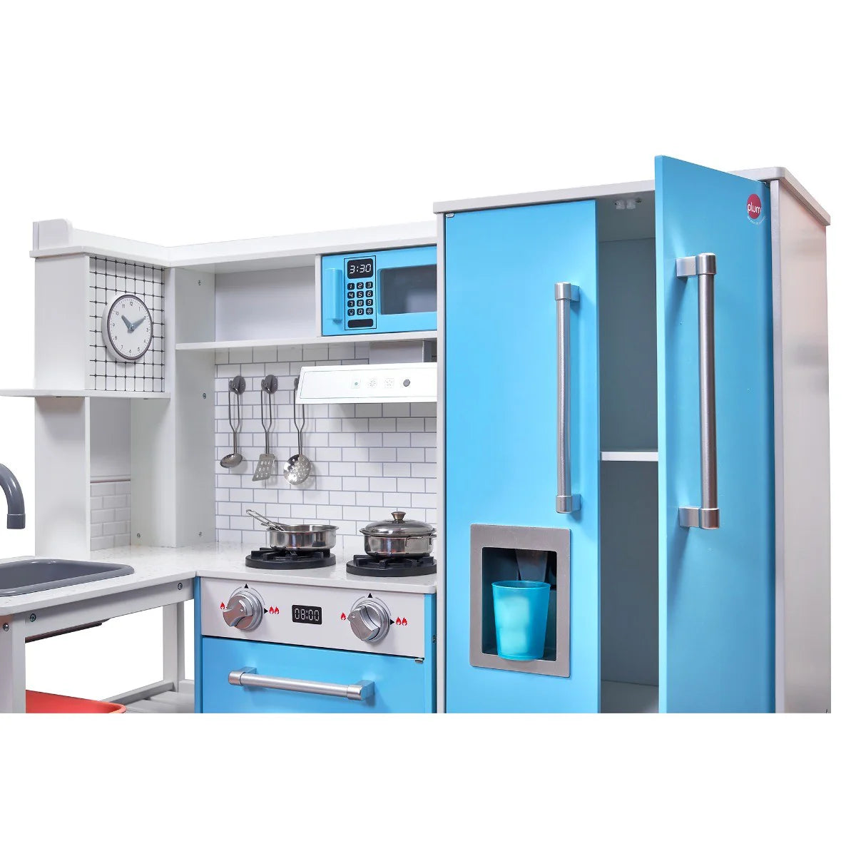 Penne Pantry Wooden Corner Kitchen with Fridge – Berry Blue NEW