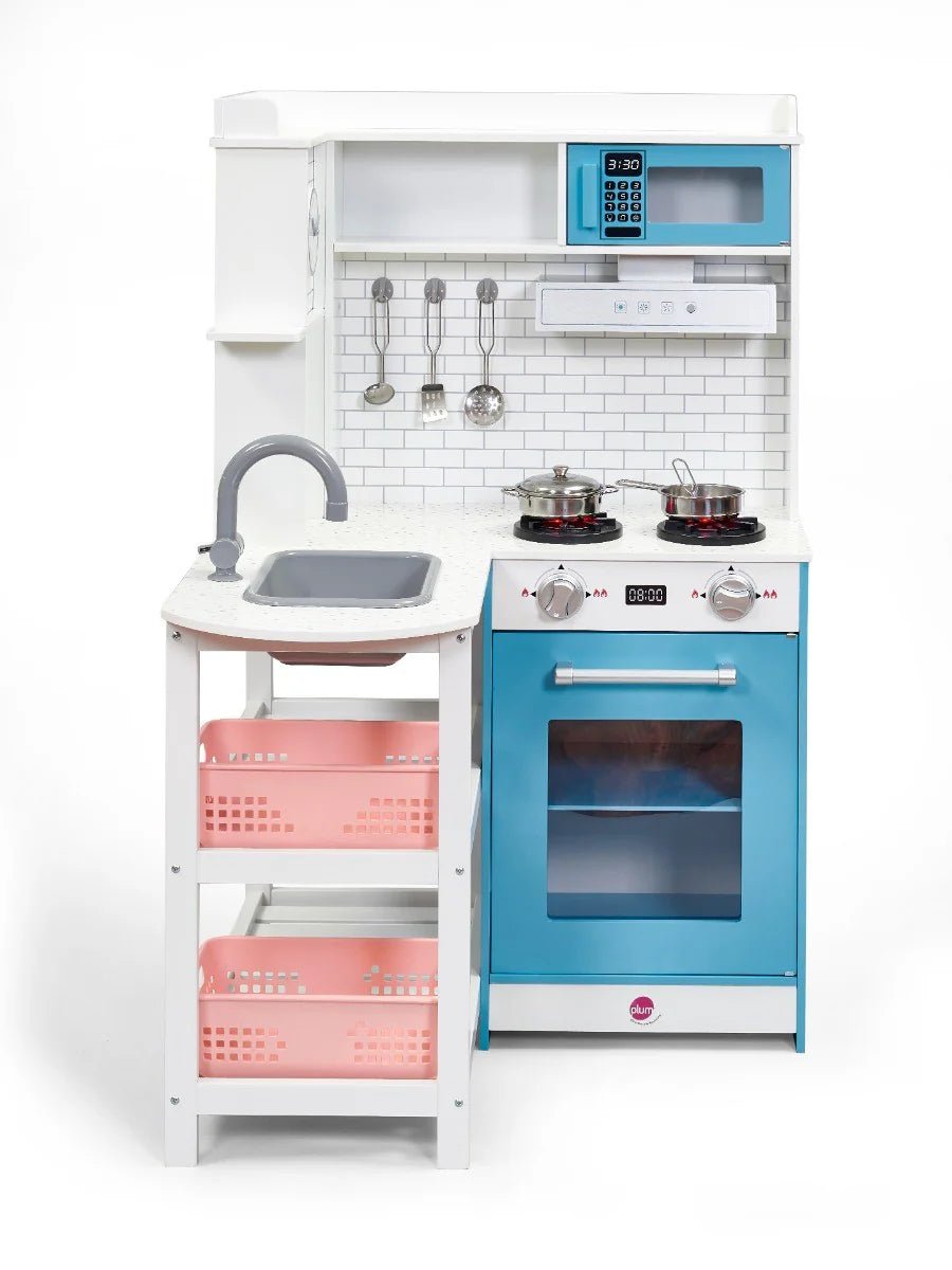Penne Pantry Wooden Corner Kitchen with Fridge – Berry Blue NEW