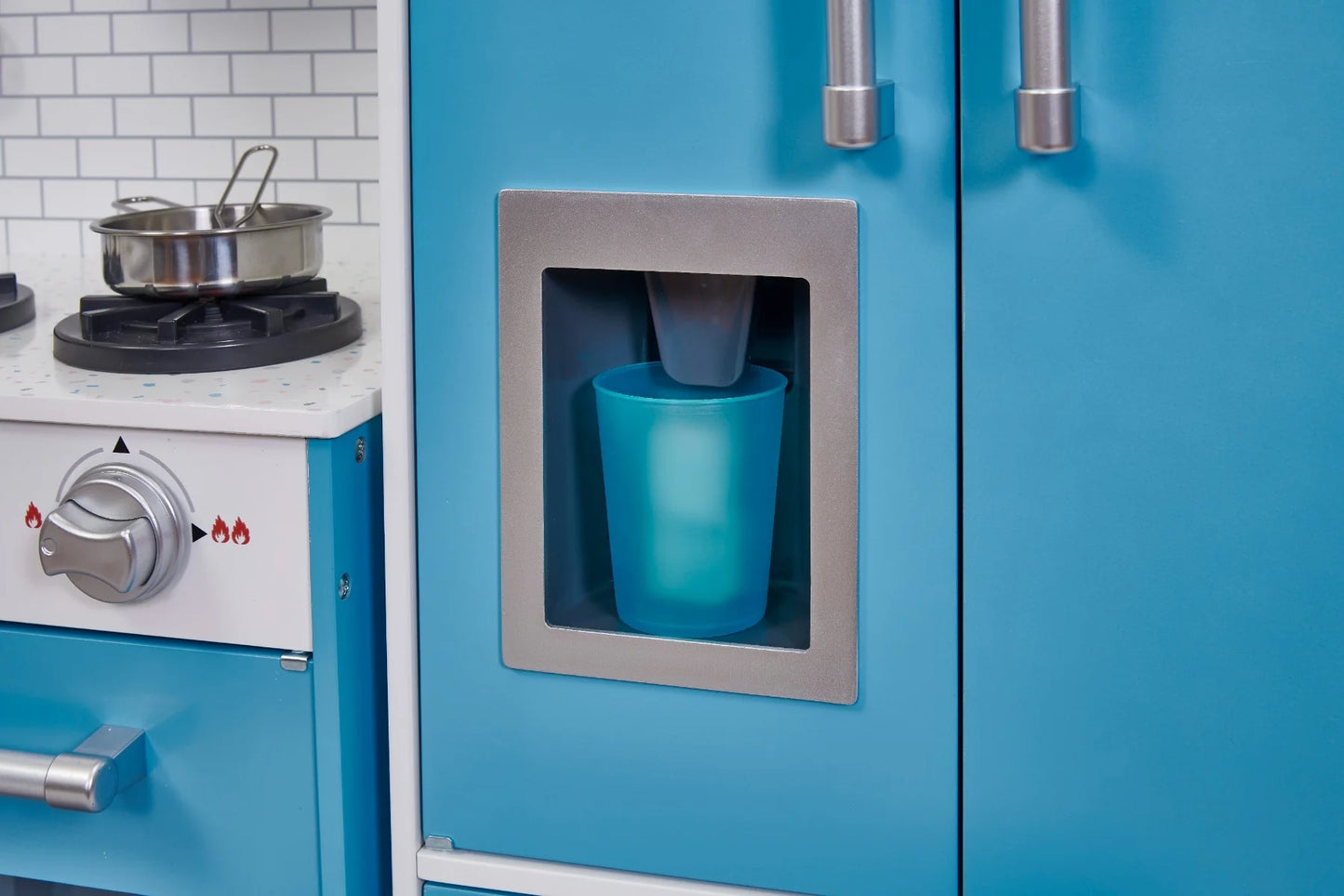Penne Pantry Wooden Corner Kitchen with Fridge – Berry Blue NEW