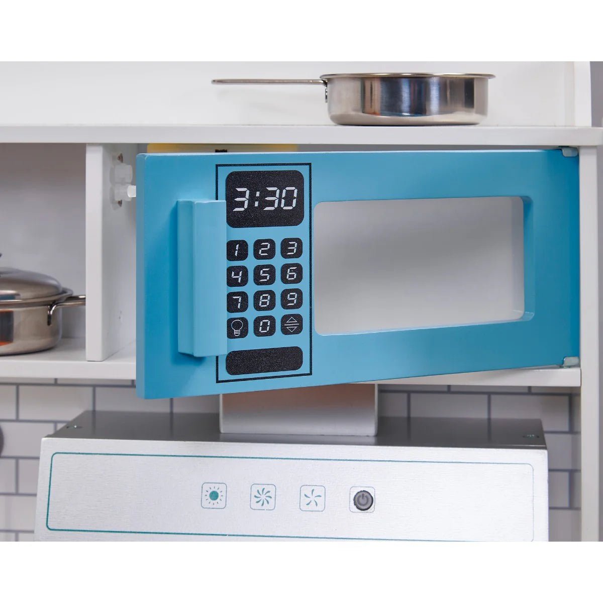 Penne Pantry Wooden Corner Kitchen with Fridge – Berry Blue NEW