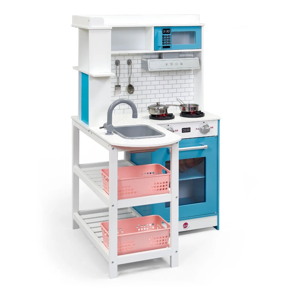 Penne Pantry Wooden Corner Kitchen with Fridge – Berry Blue NEW
