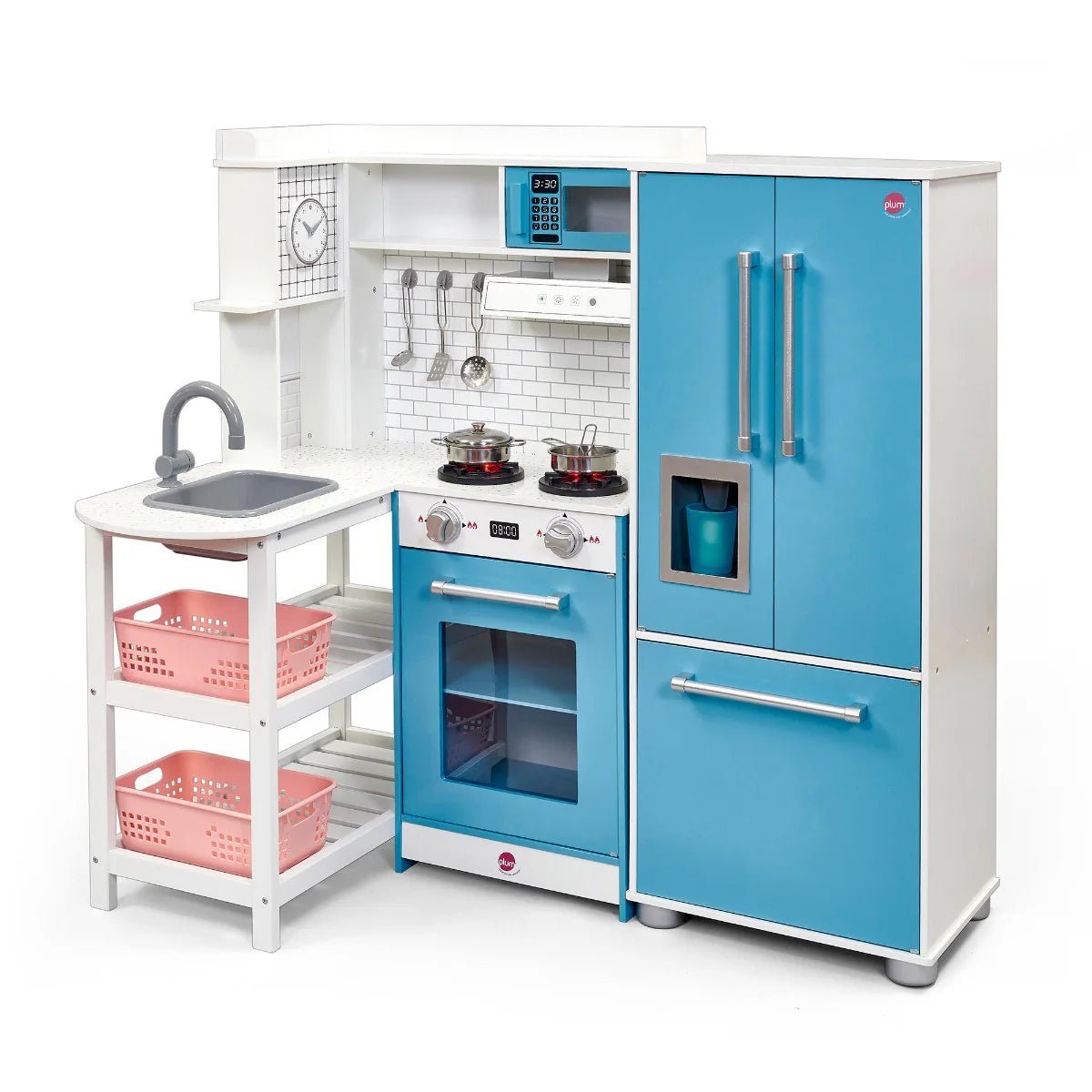 Penne Pantry Wooden Corner Kitchen with Fridge – Berry Blue NEW