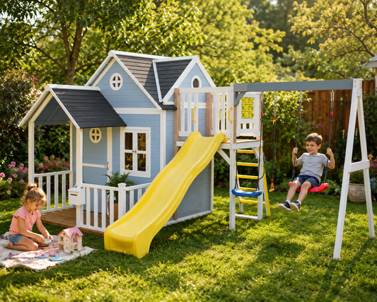 Jolly Shack Cubby House with Swing Set