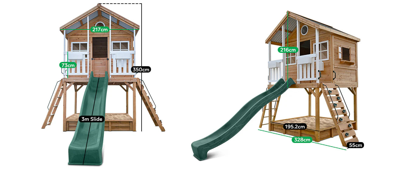 Lifespan Kids Winchester Cubby House with 1.45m Elevation Platform and 3m Slide