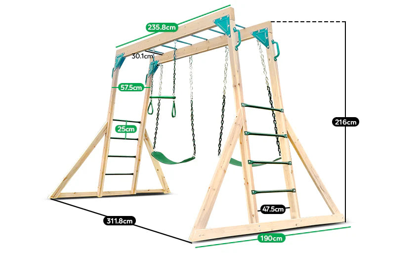 Lifespan Kids Daintree 2-in-1 Monkey Bars & Swing Set
