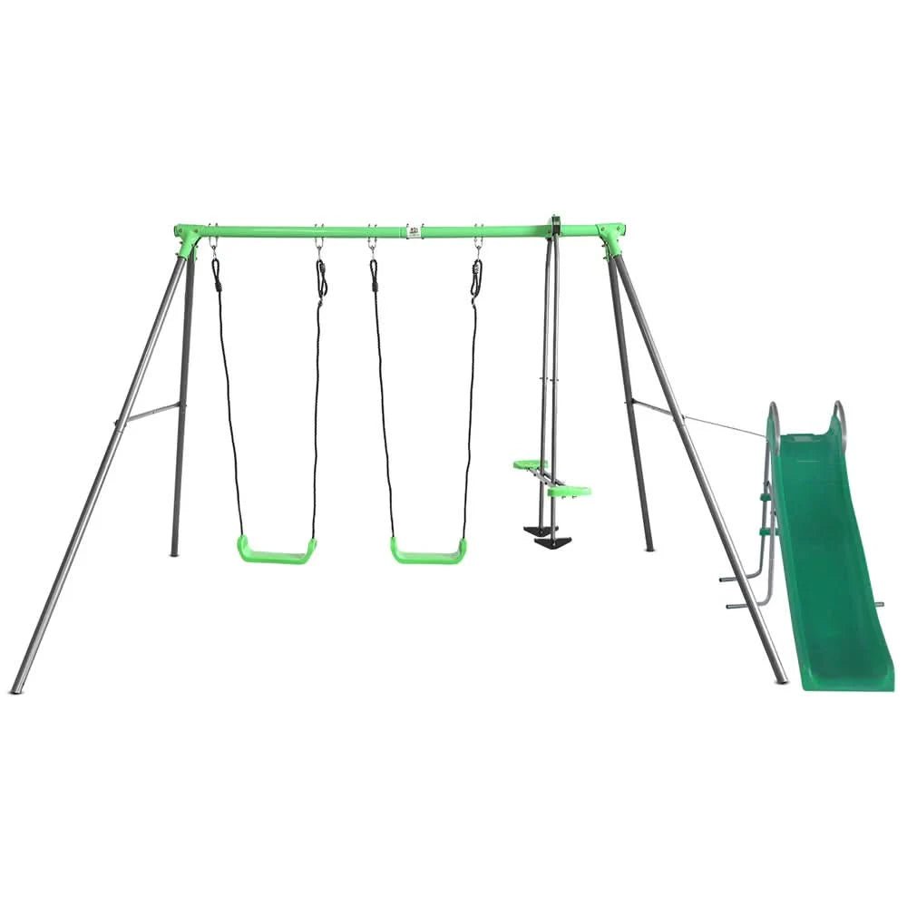 Lifespan Kids Hurley 2 Metal Swing Set with Slippery Slide