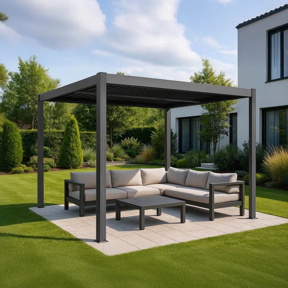 Yardtopia Elmont 3m x 4m Aluminium Adjustable Louvre Pergola