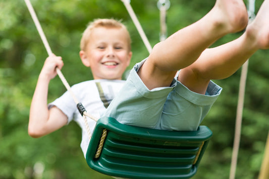 Plum® Colobus Wooden Garden Swing Set - Double Swing & Glider - Green