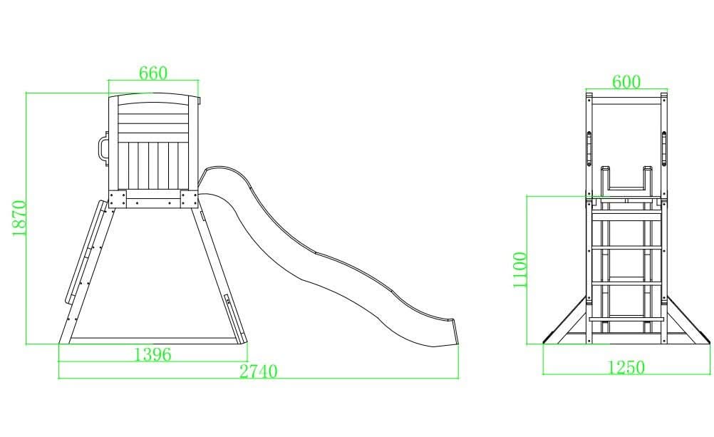Pool Slide 2.2m with Wooden Frame - Choose your colour slide