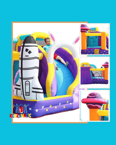 Bouncy castle with slide best sale and pool