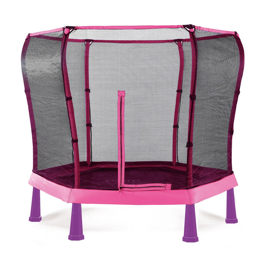 Plum 7ft Junior Jumper Trampoline with Springsafe® Enclosure – Pink – Ages 3–7