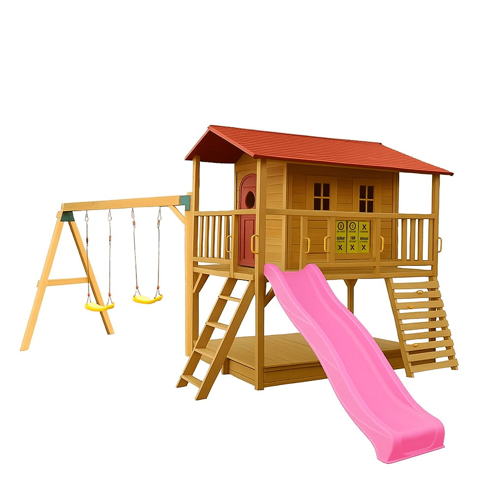 Sweet Shack Cubby House with Sandbox with Swing Set
