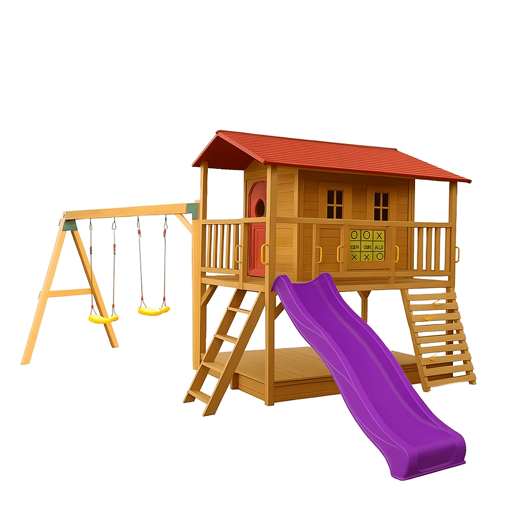 Sweet Shack Cubby House with Sandbox with Swing Set