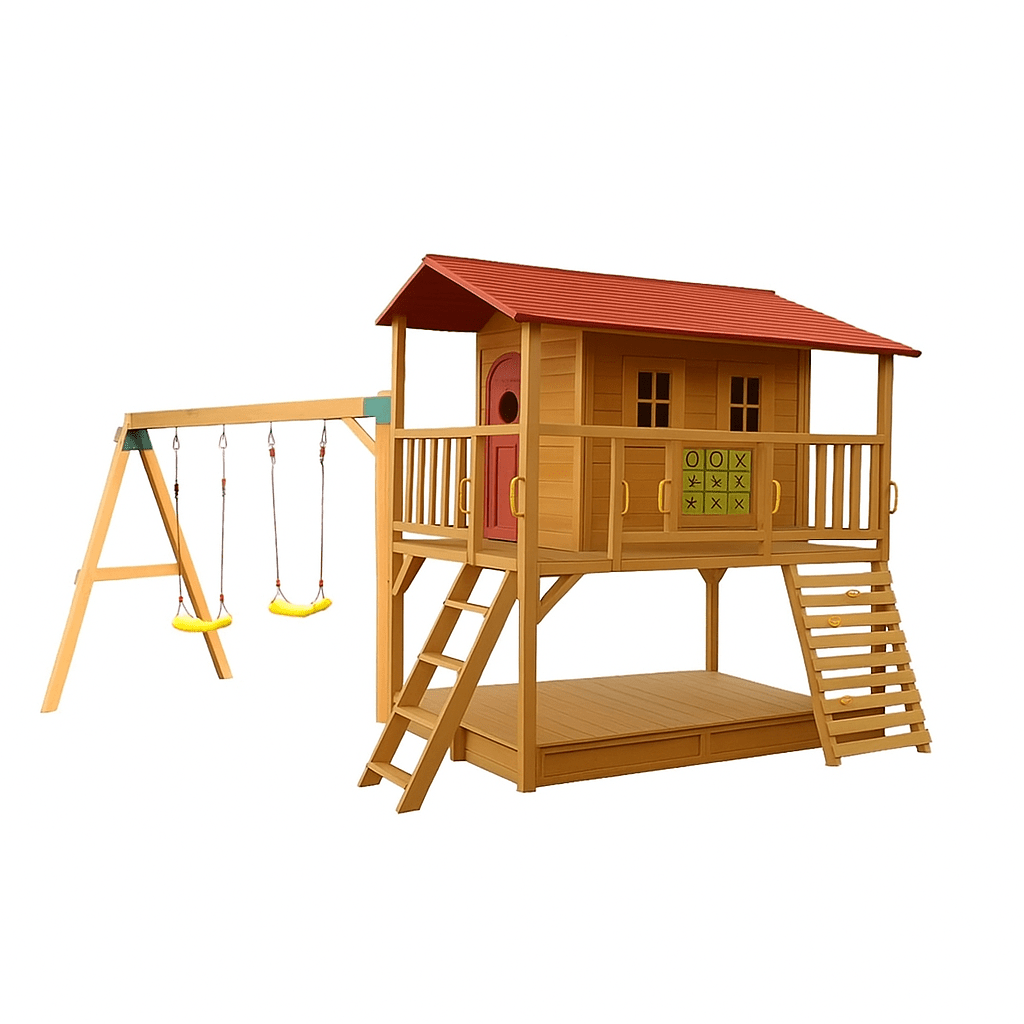 Sweet Shack Cubby House with Sandbox with Swing Set