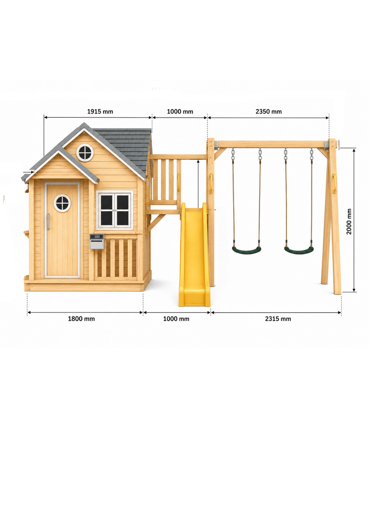Jolly Shack Cubby House with Mud Kitchen & Swing Set