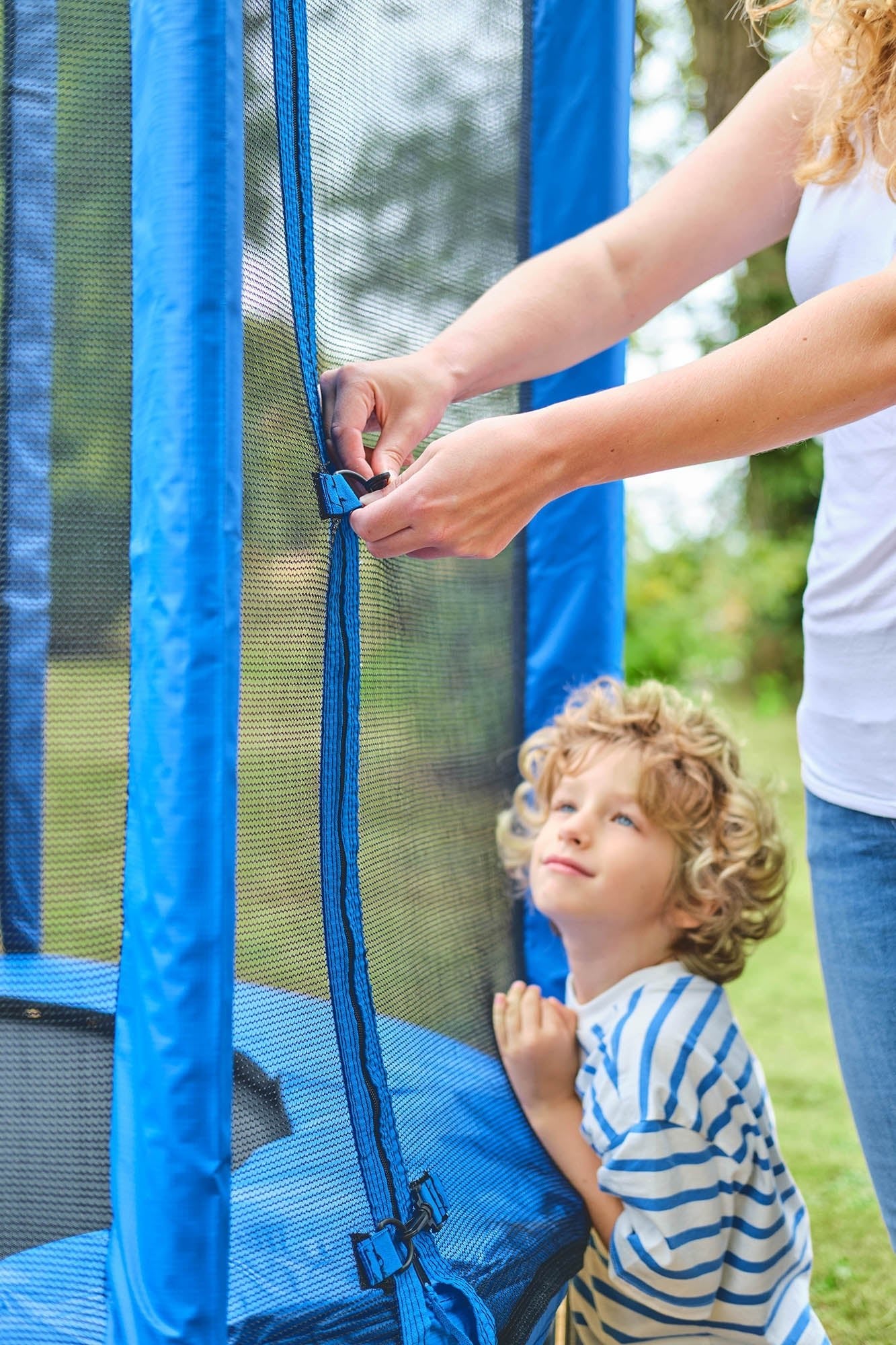 Plum 7ft Junior Jumper Trampoline with Springsafe® Enclosure - Pink & Blue  – Ages 3–7