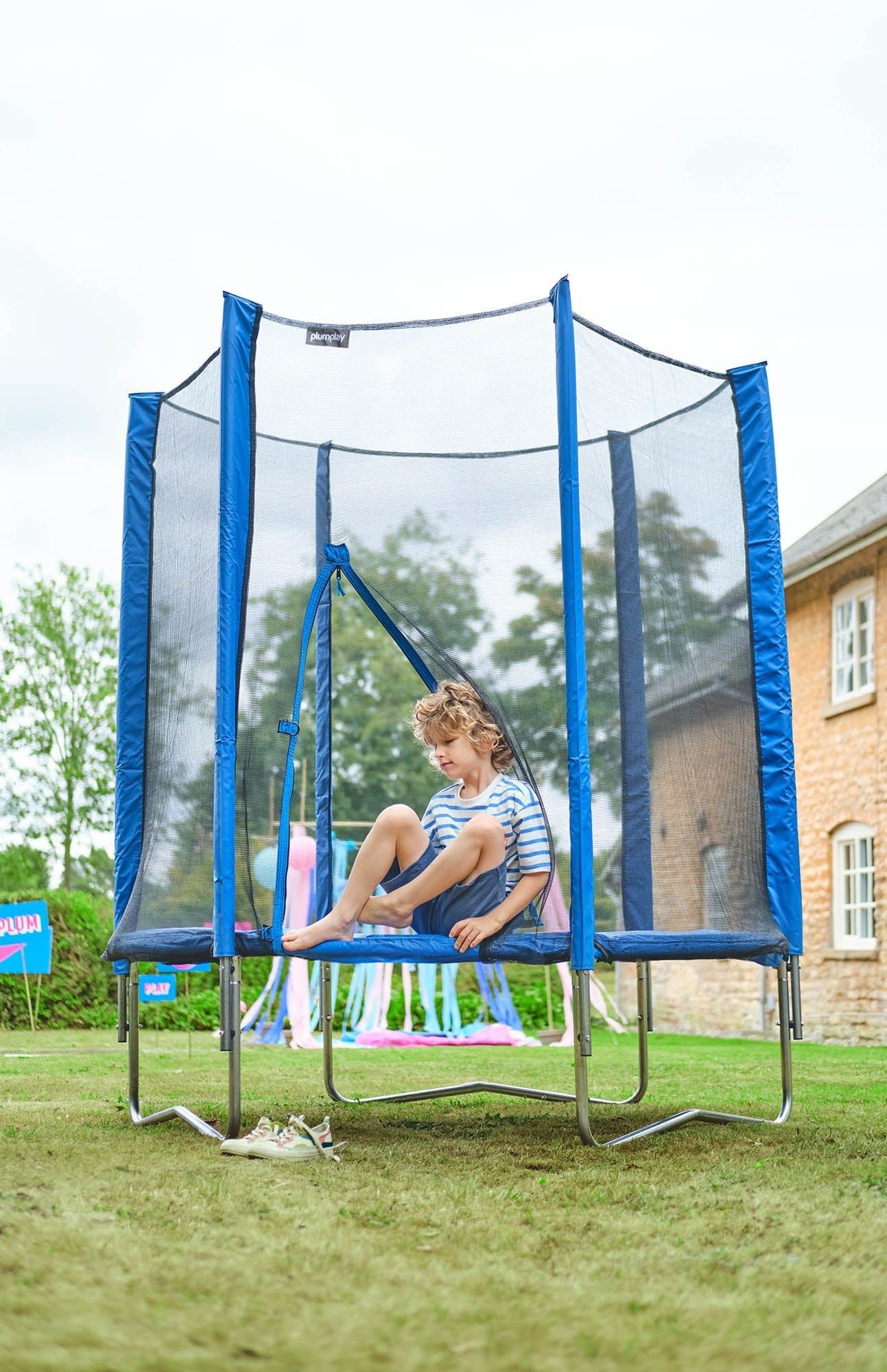 Plum® 6ft Junior Trampoline and Enclosure (Blue & Pink)