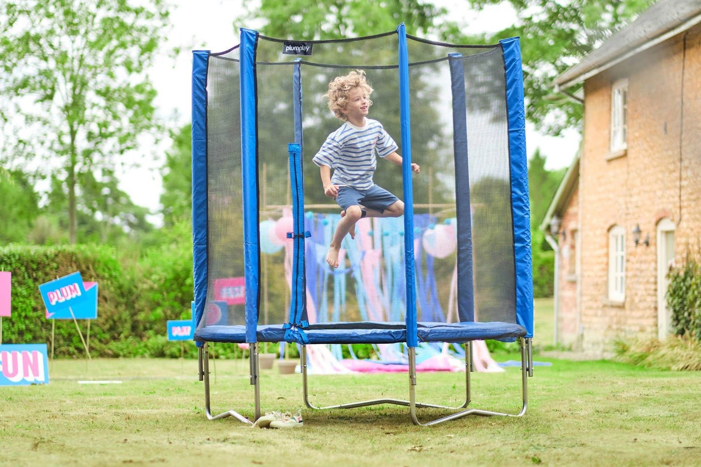 Plum® 6ft Junior Trampoline and Enclosure (Blue & Pink)