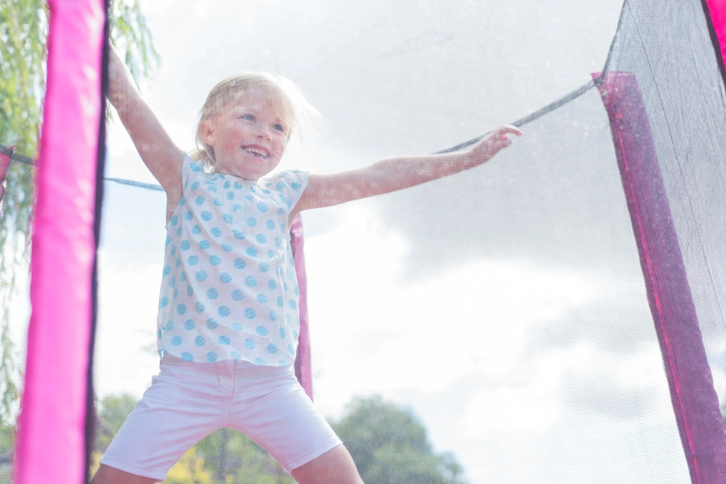 Plum® 6ft Junior Trampoline and Enclosure (Blue & Pink)