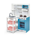 Penne Pantry Wooden Corner Kitchen with Fridge – Berry Blue
