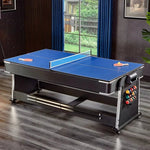ActiveGo AirShot 4-IN-1 Velvet Cloth Pool Table and Air Hockey Table with Table Tennis and Desktop, Ball and Air Puck Return System and Easy-Flip Design, Full Air Hockey, Billiards Balls and Cues and Table Tennis Bats and Balls Included