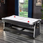 ActiveGo AirShot 4-IN-1 Velvet Cloth Pool Table and Air Hockey Table with Table Tennis and Desktop, Ball and Air Puck Return System and Easy-Flip Design, Full Air Hockey, Billiards Balls and Cues and Table Tennis Bats and Balls Included