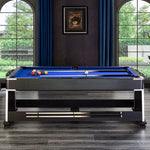 ActiveGo AirShot 4-IN-1 Velvet Cloth Pool Table and Air Hockey Table with Table Tennis and Desktop, Ball and Air Puck Return System and Easy-Flip Design, Full Air Hockey, Billiards Balls and Cues and Table Tennis Bats and Balls Included