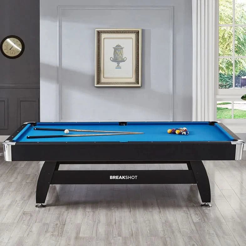 ActiveGo BreakShot 7ft High Speed Velvet Cloth Pool and Billiards Table with Ball Return, Solid Legs, and Pool Cues, Balls and Accessories Included