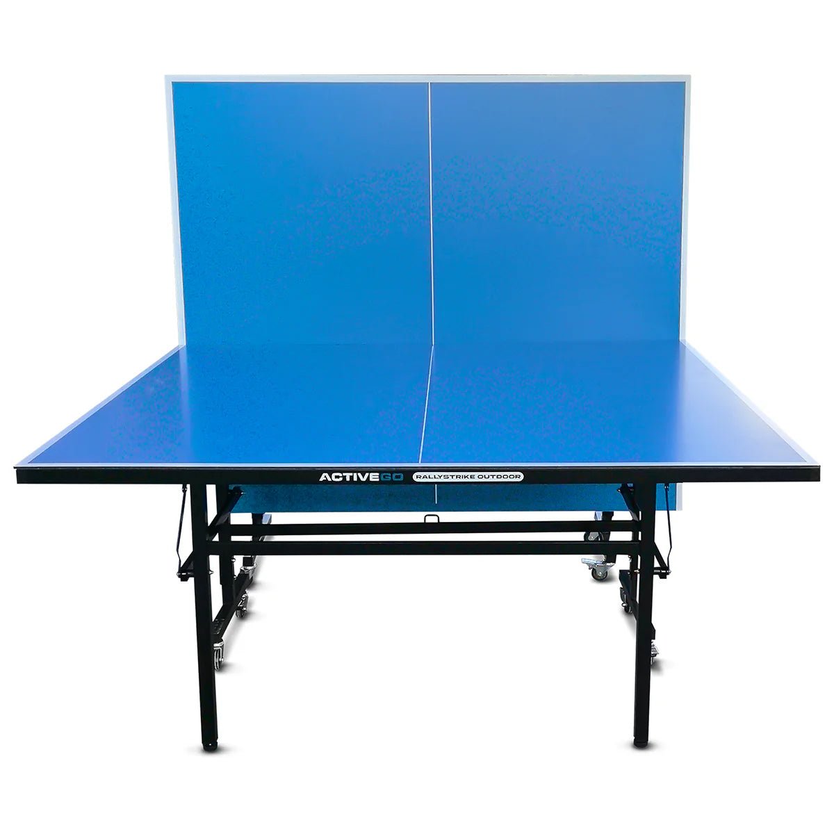 ActiveGo RallyStrike Foldable Steel Framed, Regulation Sized, Outdoor Aluminium Table Tennis Ping Pong Table with Roll Away Design, Bats, Net and Ball Included