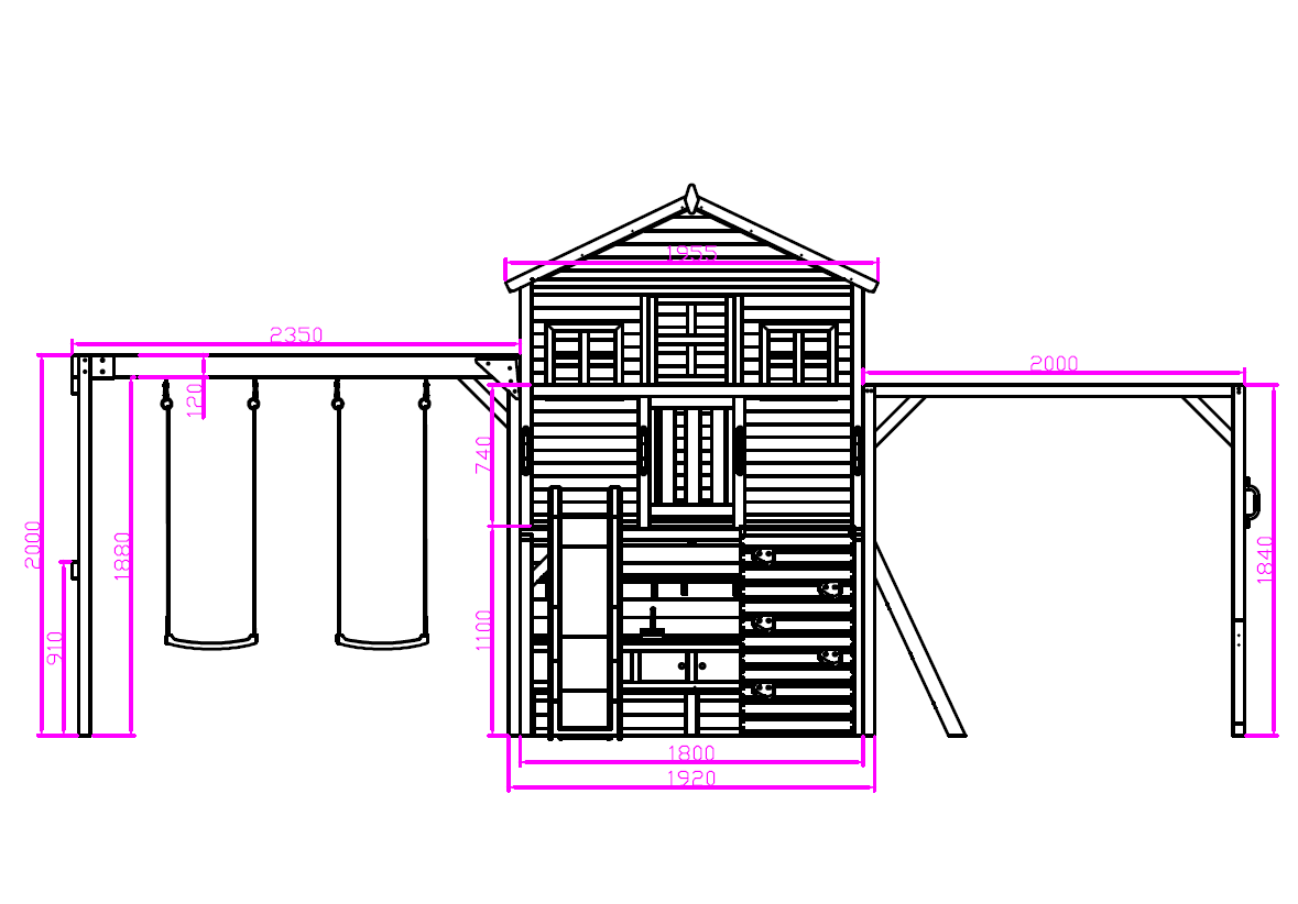 Caboodle Shack with Mud Kitchen, Monkey Bars & Swing Set