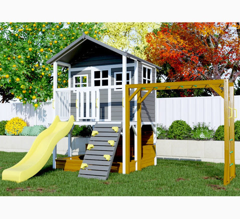 Caboodle Shack with Mud Kitchen, Slide & Monkey Bars - PREORDER