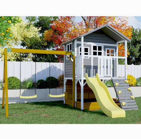 Caboodle Shack with Mud Kitchen, Slide & Swing Set - PREORDER