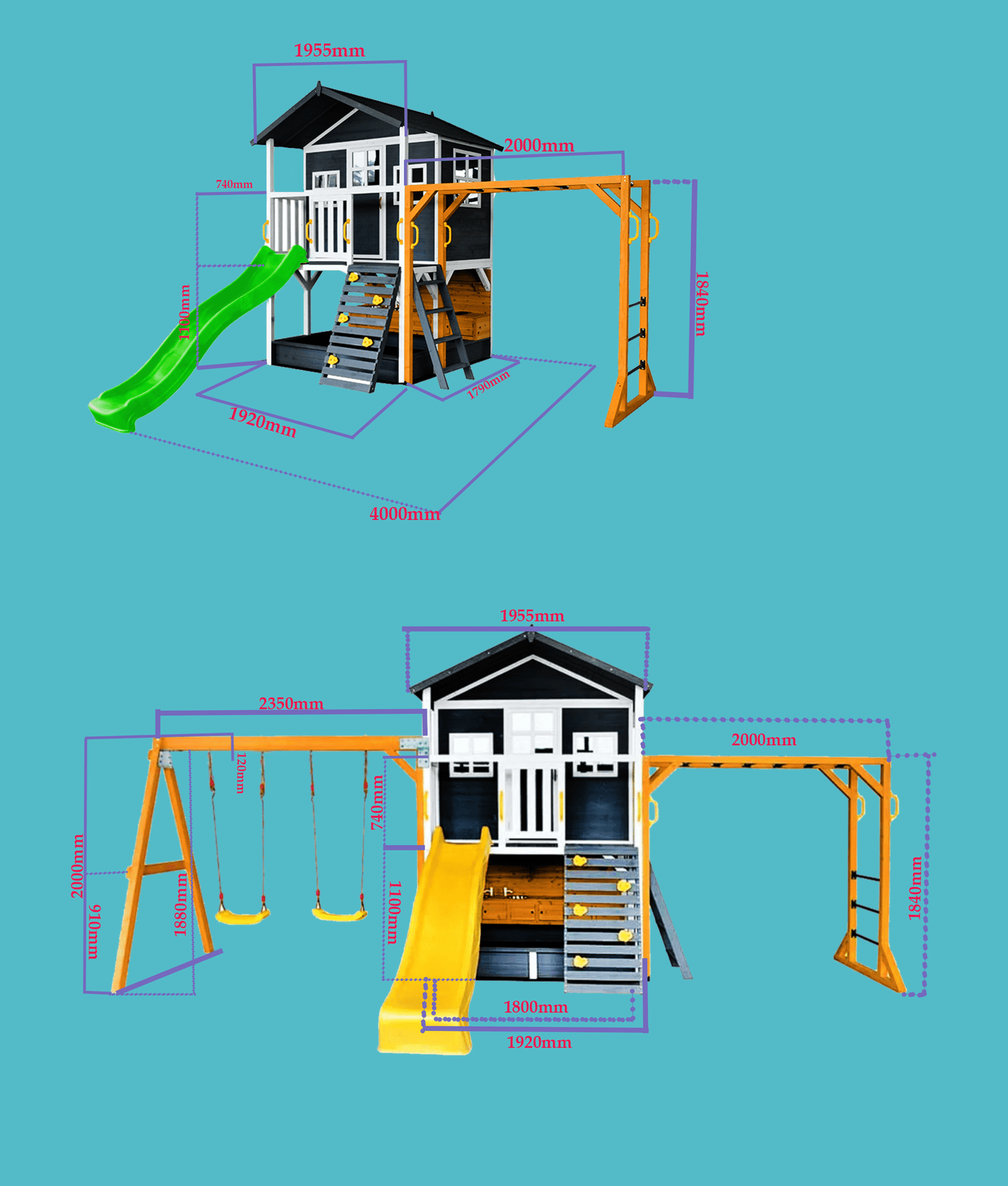 Caboodle Shack with Mud Kitchen, Monkey Bars & Swing Set