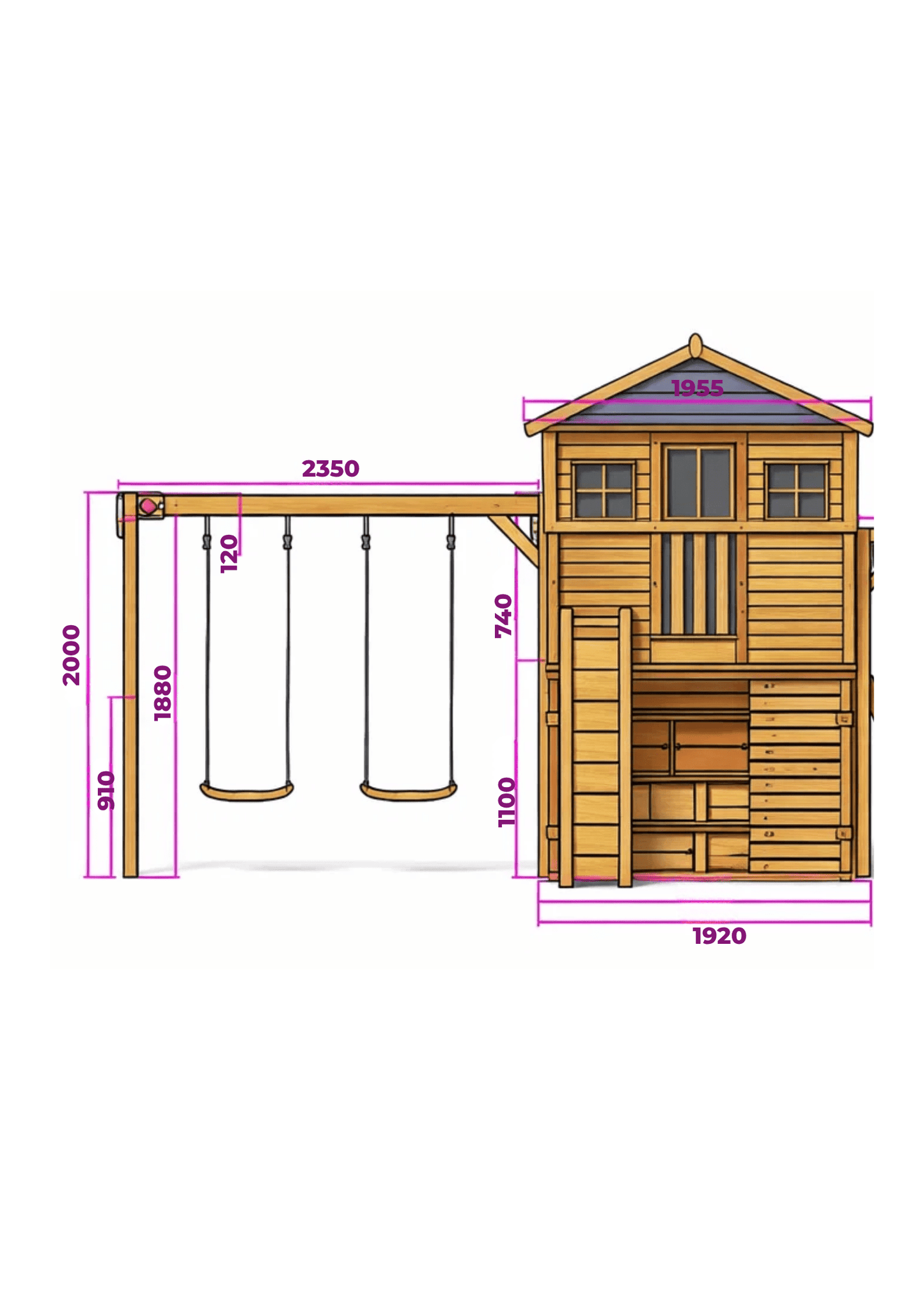 Caboodle Shack with Mud Kitchen & Swing Set
