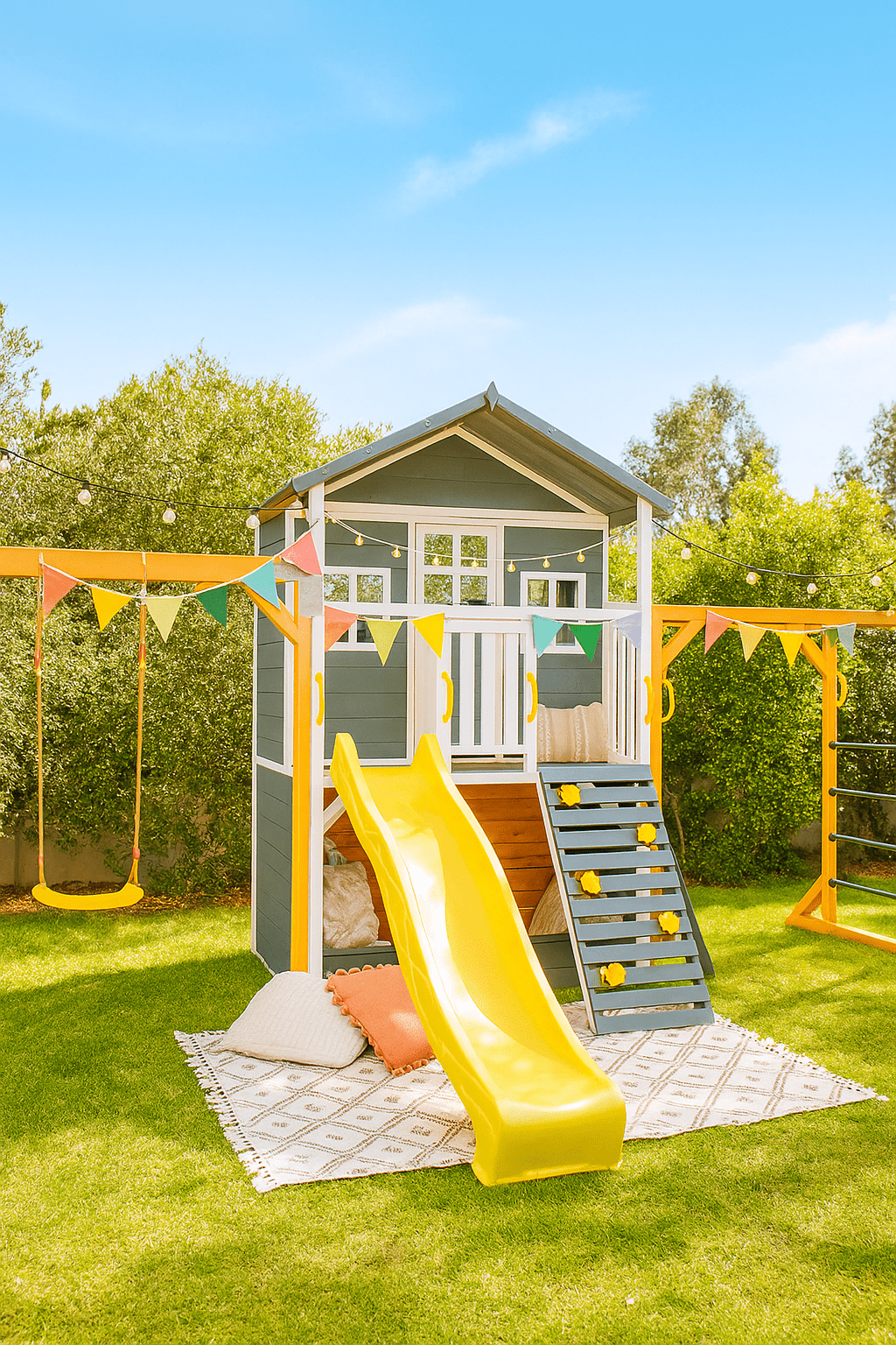 Caboodle Shack with Mud Kitchen, Monkey Bars & Swing Set