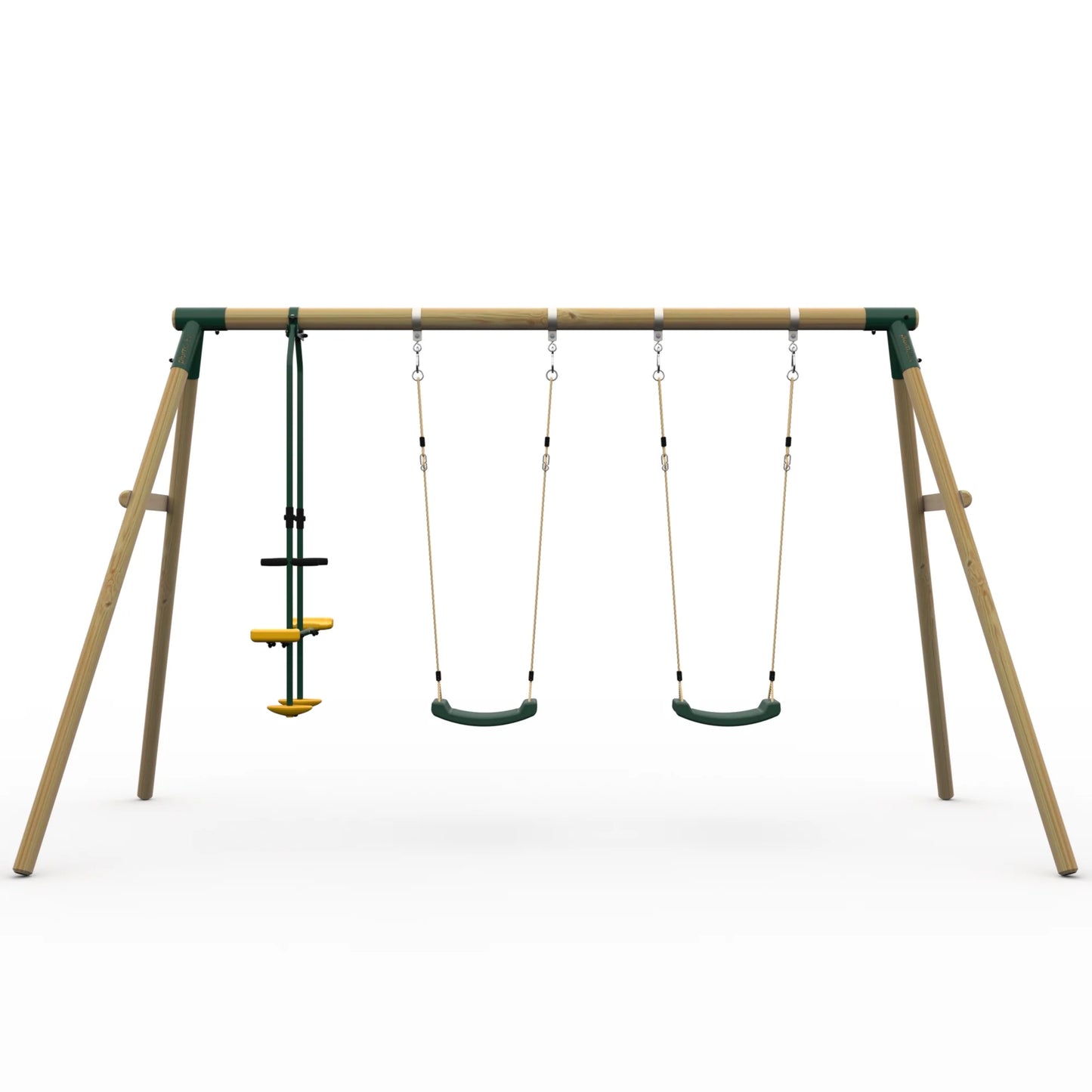 Plum® Colobus Wooden Garden Swing Set - Double Swing & Glider - Green