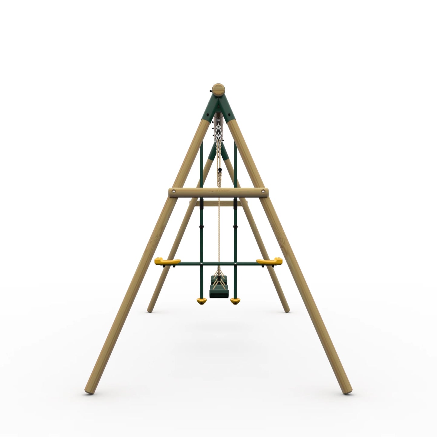 Plum® Colobus Wooden Garden Swing Set - Double Swing & Glider - Green