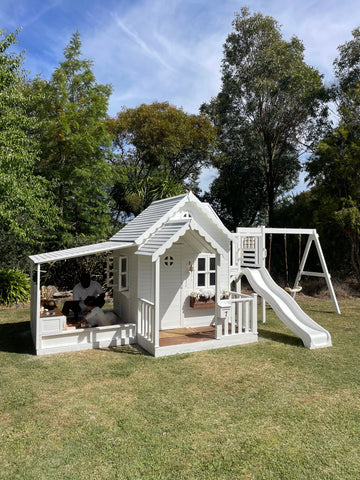 Jolly Shack Cubby House with Mud Kitchen & Swing Set