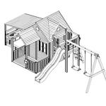 Deposit - Jolly Shack Cubby House with Slide, Mud Kitchen and Swing Set ($3498)