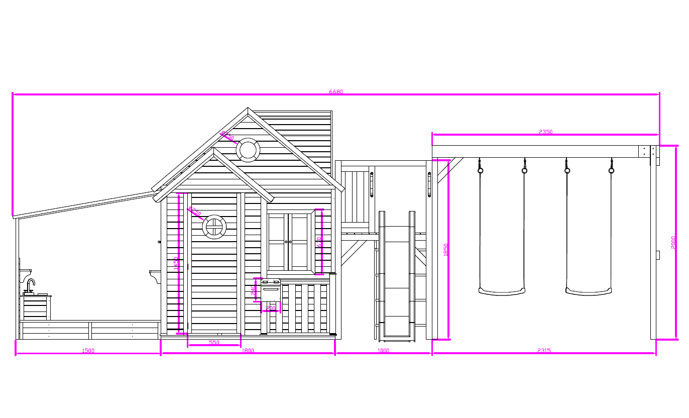 Jolly Shack Cubby House with Mud Kitchen & Swing Set