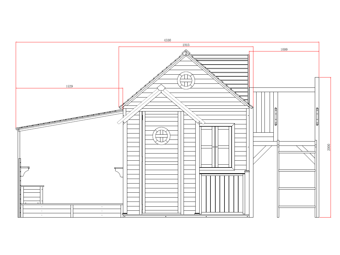 Jolly Shack Cubby House with Mud Kitchen & Swing Set