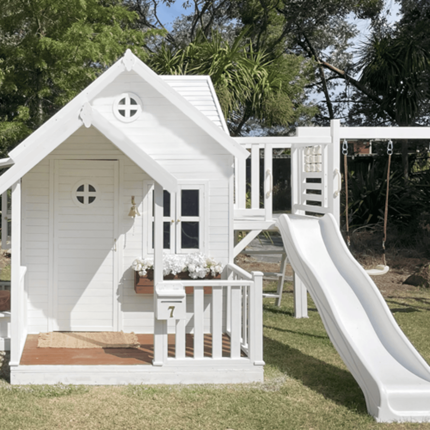 Jolly Shack Cubby House with Mud Kitchen & Swing Set