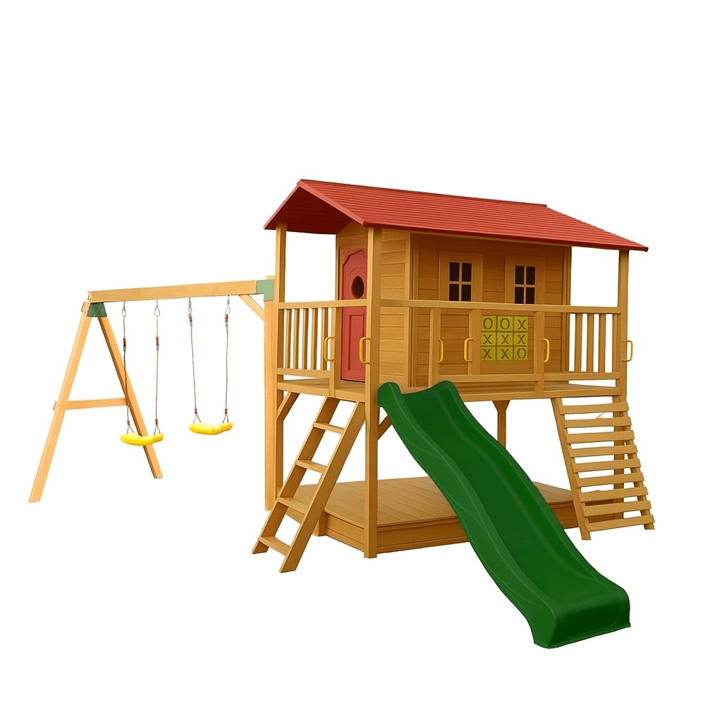Sweet Shack Cubby House with Sandbox with Swing Set