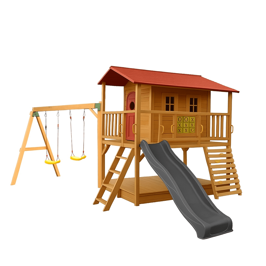 Sweet Shack Cubby House with Sandbox with Swing Set