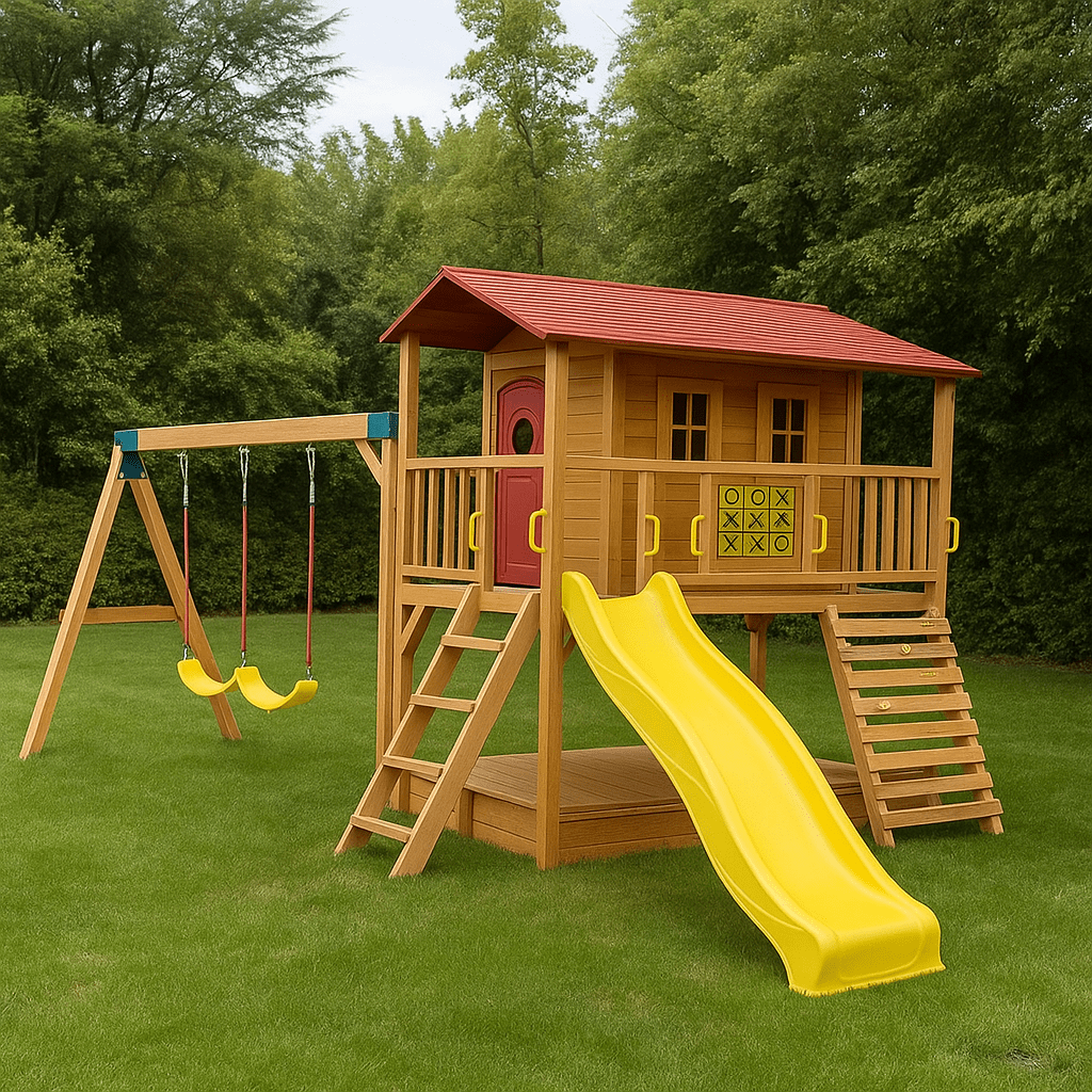 Sweet Shack Cubby House with Sandbox with Swing Set