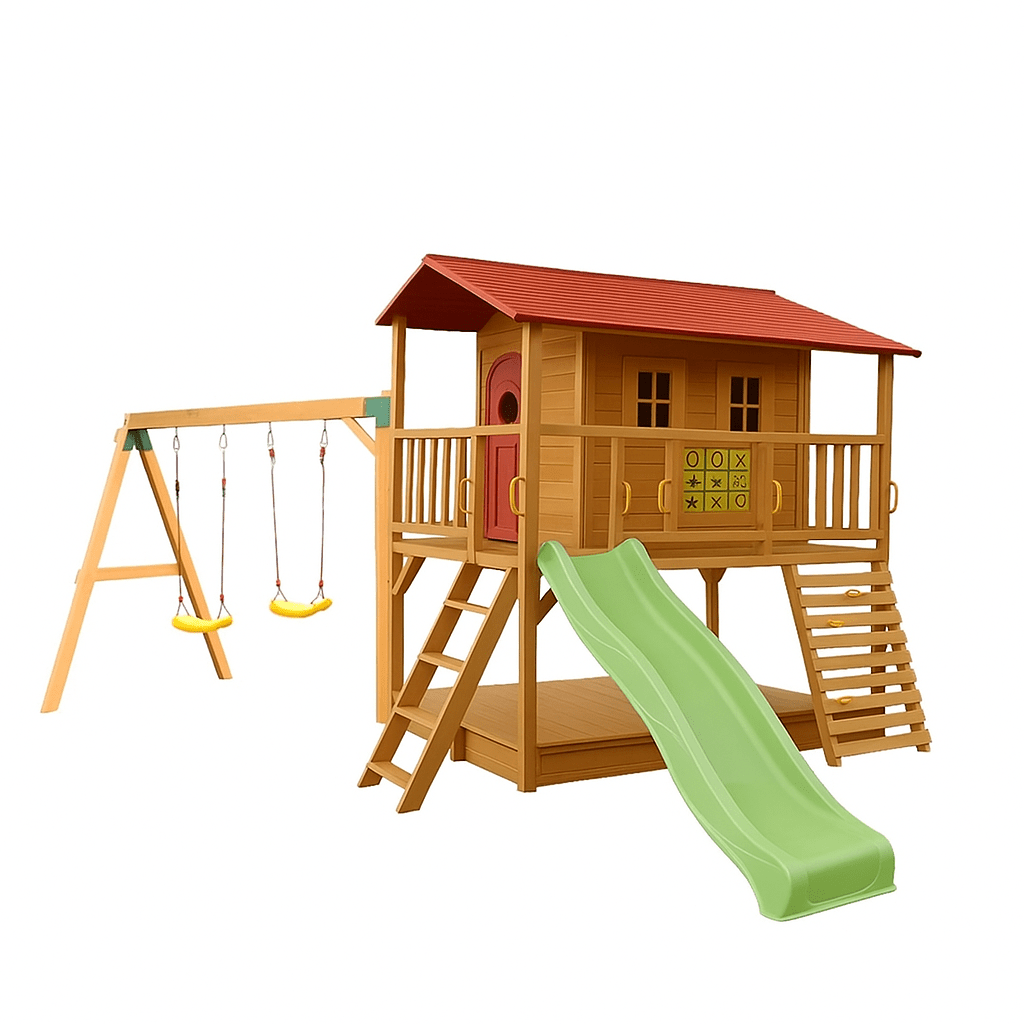 Sweet Shack Cubby House with Sandbox with Swing Set