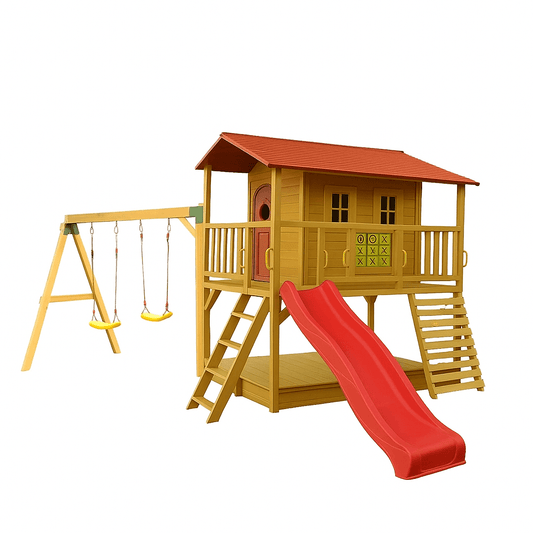 Sweet Shack Cubby House with Sandbox with Swing Set